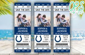 Indianapolis Colts Save The Date Wedding Engagement Announcement Ticket Invitation Instant Download