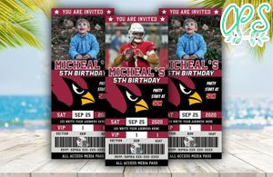 Arizona Cardinals Ticket Birthday Editable Templates Instant Download