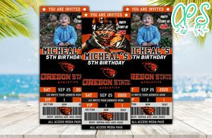 Editable Oregon State Beavers Birthday Ticket Invitations Instant Download