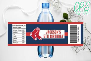 Printable Boston Red Sox Water Bottle Labels Instant Download