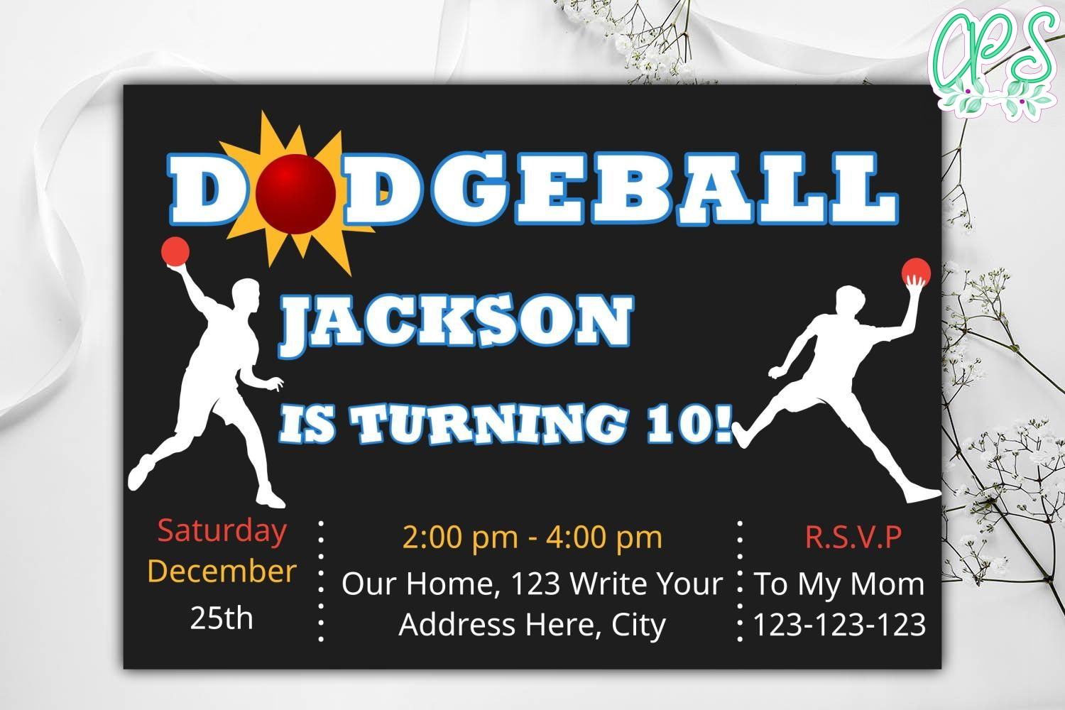 Dodgeball Birthday Invitation Instant Download CustomPartyShirts Studio