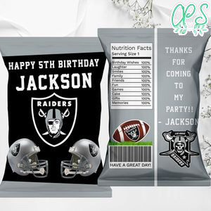 Printable Las Vegas Raiders Birthday Chip Bags Instant Download