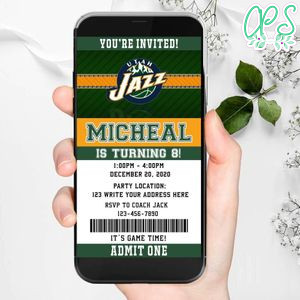 Electronic Utah Jazz Birthday Invitation Instant Download