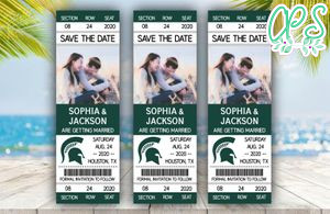 Michigan State Spartans Save The Date Wedding Engagement Announcement Ticket Invitation Instant Download