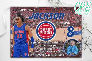 Detroit Pistons Birthday Invitation Template to Print at Home Instant Download