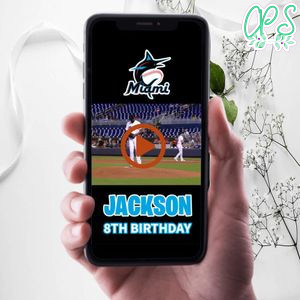 Miami Marlins Birthday Video Invitation Digital Template Customizable Instant Download