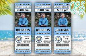 Manchester City Birthday Ticket With Photo Invitation Instant Download