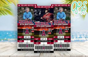 Editable Los Angeles Angels Birthday Ticket Invitation Instant Download
