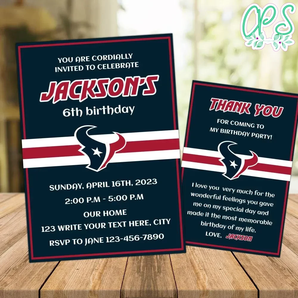 Houston Texans Party Invitations Instant Download CustomPartyShirts