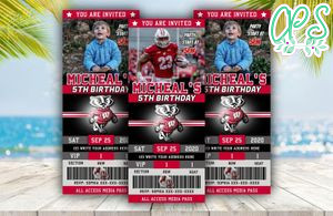 Wisconsin Badgers Football Ticket Birthday Editable Templates Instant Download