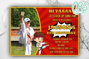 Taekwondo Birthday Flyer Instant Download