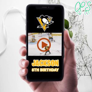 Pittsburgh Penguins Birthday Video Invitation Digital Template Customizable Instant Download