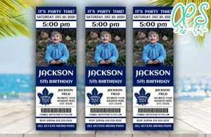 Printable Toronto Maple Leafs Birthday Ticket With Photo Invitation Instant Download