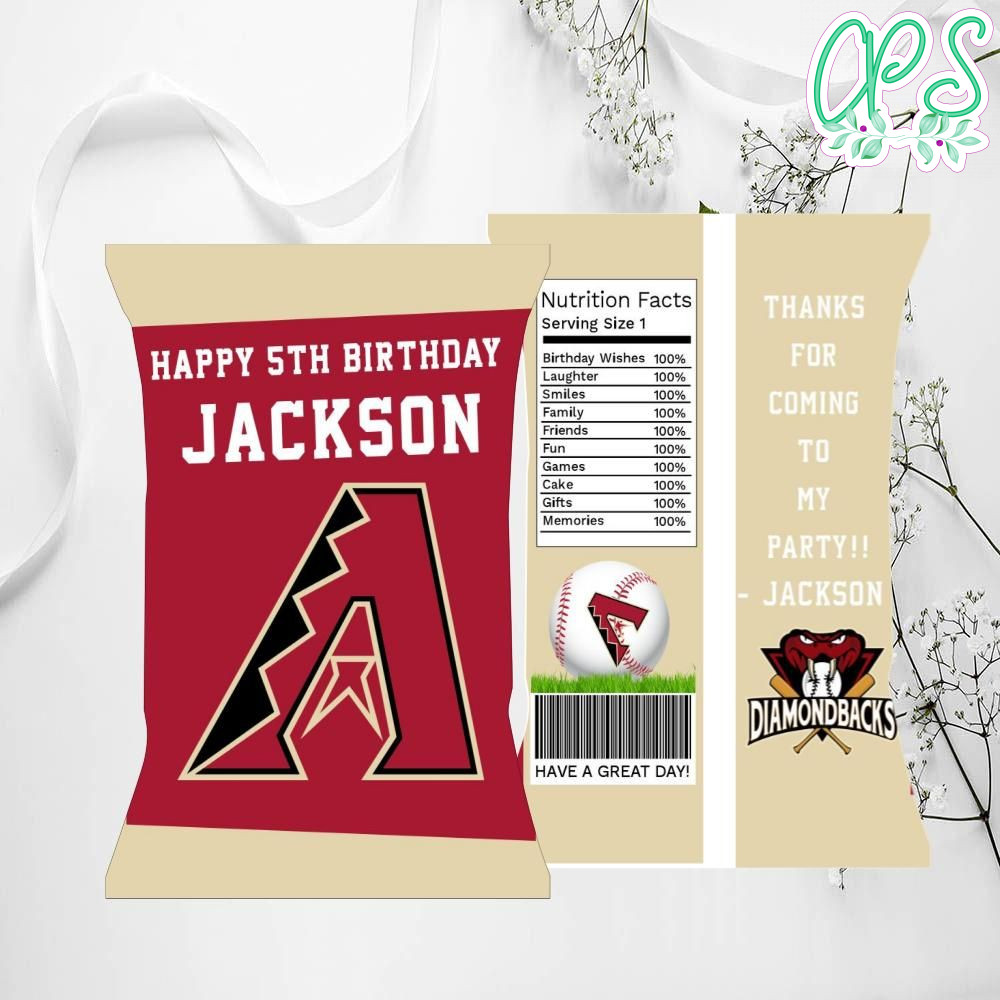Arizona Diamondbacks Chip Bags Digital File Printable DIY CustomPartyShirts Studio