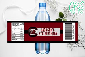 Printable South Carolina Gamecocks Water Bottle Labels Instant Download