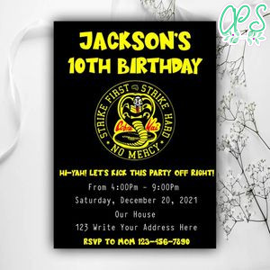 Cobra Kai Invitation Instant Download