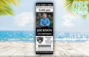 Brooklyn Nets Birthday Ticket With Photo Invitation Instant Download