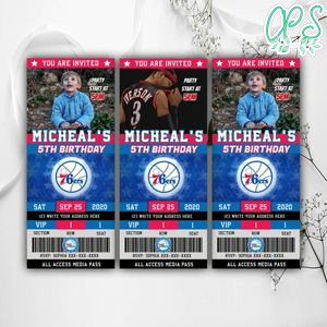 Allen Iverson Philadelphia 76ers Birthday Ticket Invitations Instant Download