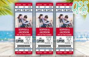 Editable Los Angeles Clippers Save The Date Wedding Engagement Announcement Ticket Invitation Instant Download