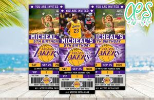 Editable Los Angeles Lakers Party Ticket Invitations DIY