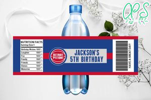 Printable Detroit Pistons Water Bottle Labels Instant Download