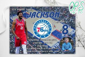 Philadelphia 76ers Birthday Invitation Template to Print at Home Instant Download