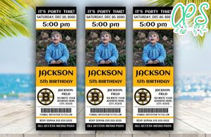 Printable Boston Bruins Birthday Ticket With Photo Invitation Instant Download