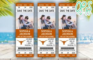Editable Texas Longhorns Save The Date Wedding Engagement Announcement Ticket Invitation Instant Download
