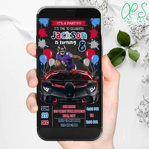 Mobile Lamar Jackson Baltimore Ravens Drive By Birthday Parade Electronic Invite Invitation Template Instant Download