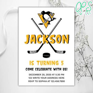 Printable Pittsburgh Penguins Birthday Invitations Instant Download