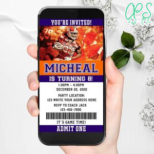 Electronic Clemson Tigers Electronic Invite Birthday Invitations Instant Download