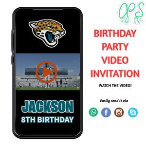 Jacksonville Jaguars Birthday Video Invitation Digital Template Customizable Instant Download