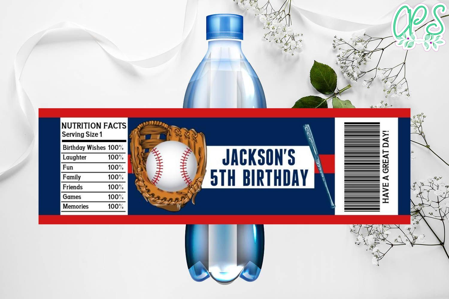 Printable Baseball Water Bottle Labels Instant Download