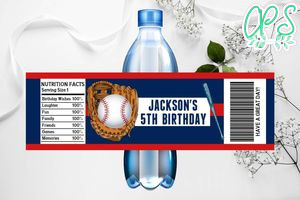 Printable Baseball Water Bottle Labels Instant Download
