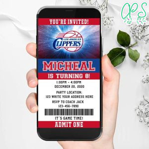 Electronic Los Angeles Clippers Electronic Invite Birthday Flyer Instant Download