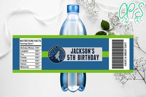 Printable Minnesota Timberwolves Water Bottle Labels Instant Download