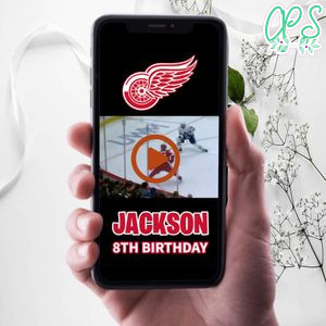 Detroit Red Wings Birthday Video Invitation Digital Template Customizable Instant Download