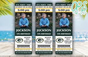Printable Green Bay Packers Birthday Ticket With Photo Invitation Instant Download