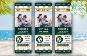 Oakland Athletics  Save The Date Wedding Engagement Announcement Ticket Invitation Instant Download
