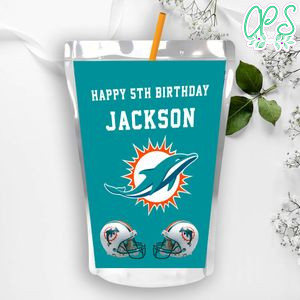 Miami Dolphins Birthday Capri Sun Juice Label Instant Download