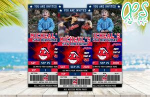 Editable Cleveland Indians Birthday Ticket Invite Instant Download