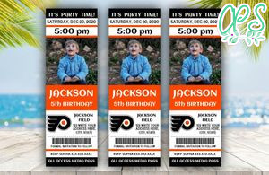 Printable Philadelphia Flyers Birthday Ticket With Photo Invitation Instant Download