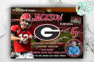Georgia Bulldogs Birthday Invitation Template to Print at Home Instant Download
