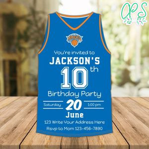 New York Knicks Jersey Birthday Invitation Instant Download
