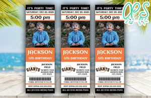 Printable San Francisco Giants Birthday Ticket With Photo Invitation Instant Download