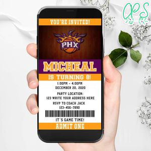 Electronic Phoenix Suns Ticket Electronic Invite Birthday Invitation Instant Download
