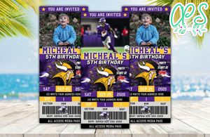 Minnesota Vikings Ticket Birthday Editable Templates DIY
