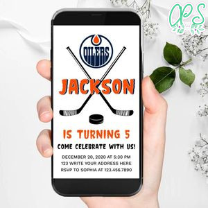 Electronic Edmonton Oilers Electronic Invite Birthday Invitation Template Instant Download