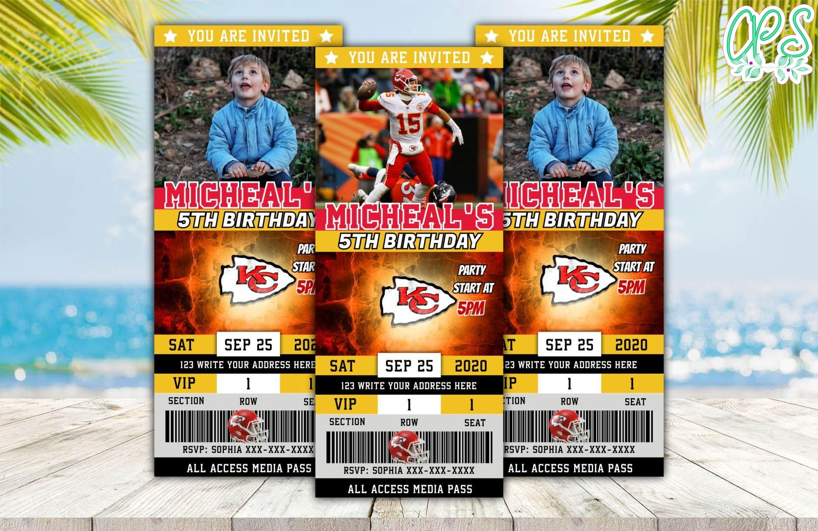 Kansas City Chiefs Ticket Birthday Editable Templates DIY 