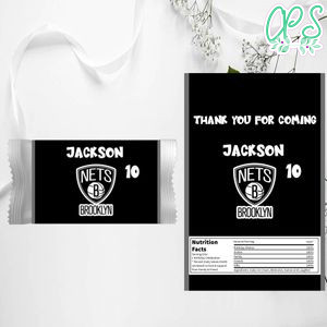 Brooklyn Nets Candy Bar Wrapper Digital File Printable Instant Download